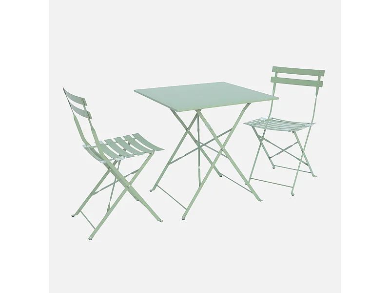 Tavolo da giardino bistrot pieghevole in metallo con 2 sedie, 70x70cm,