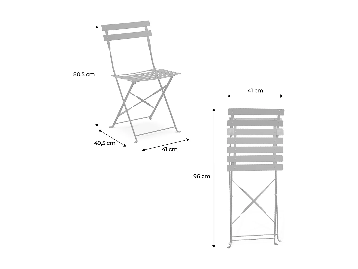 Set mesa de jardín bistró plegable de acero con 4 sillas, 110cm azul
