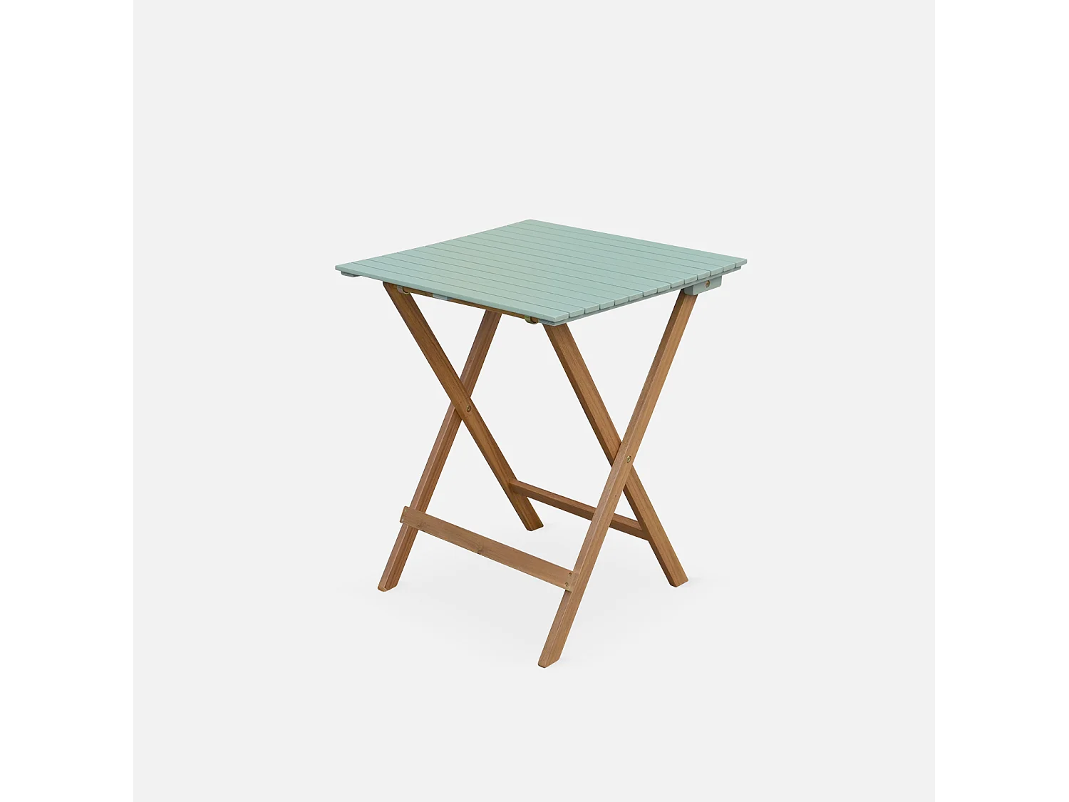 Set tavolo da giardino bistrot in acacia, 2 posti verde grigio