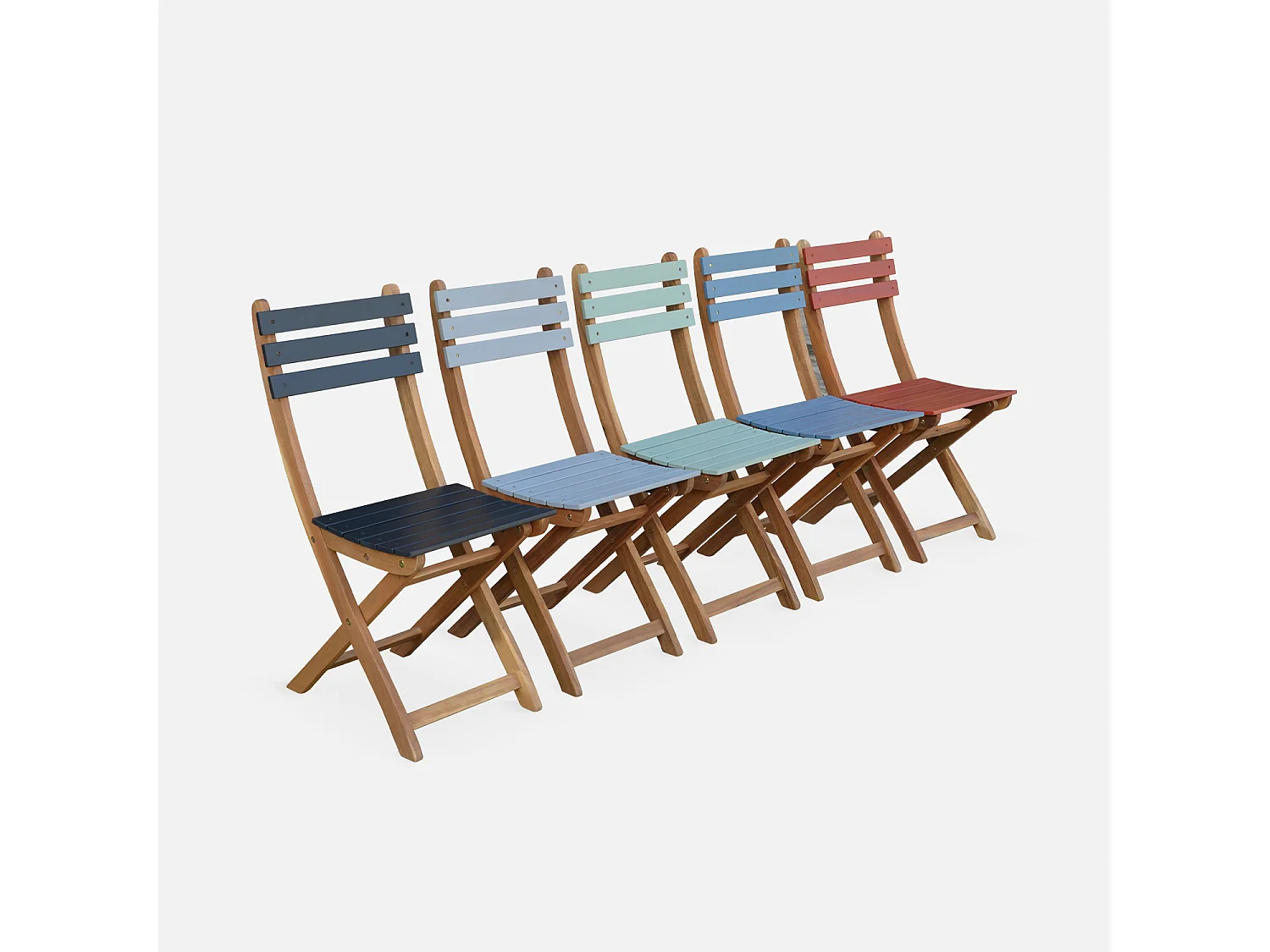 Set tavolo da giardino bistrot in acacia, 2 posti verde grigio