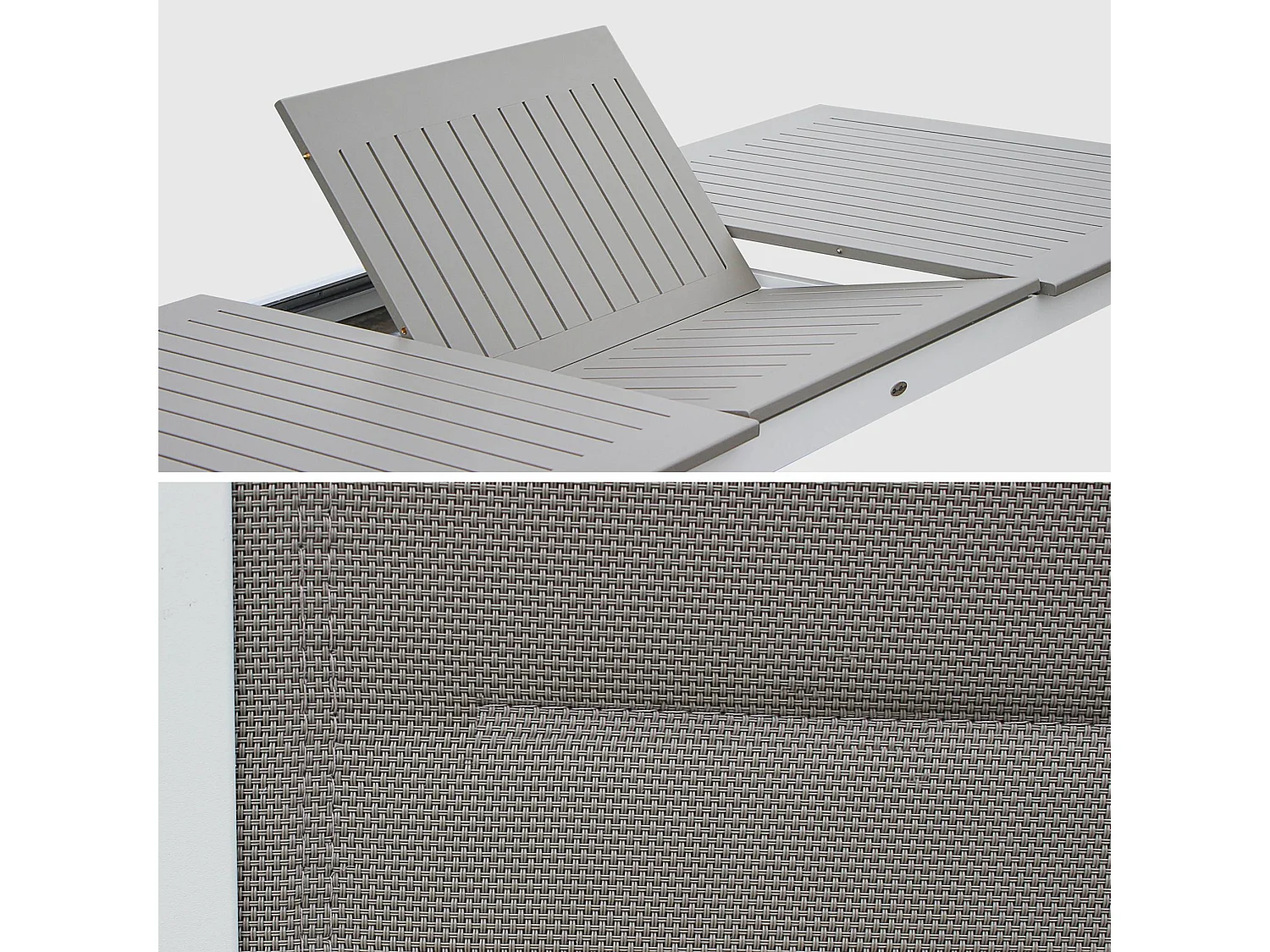 Mesa de jardín extensible de aluminio con 8 sillas blanco