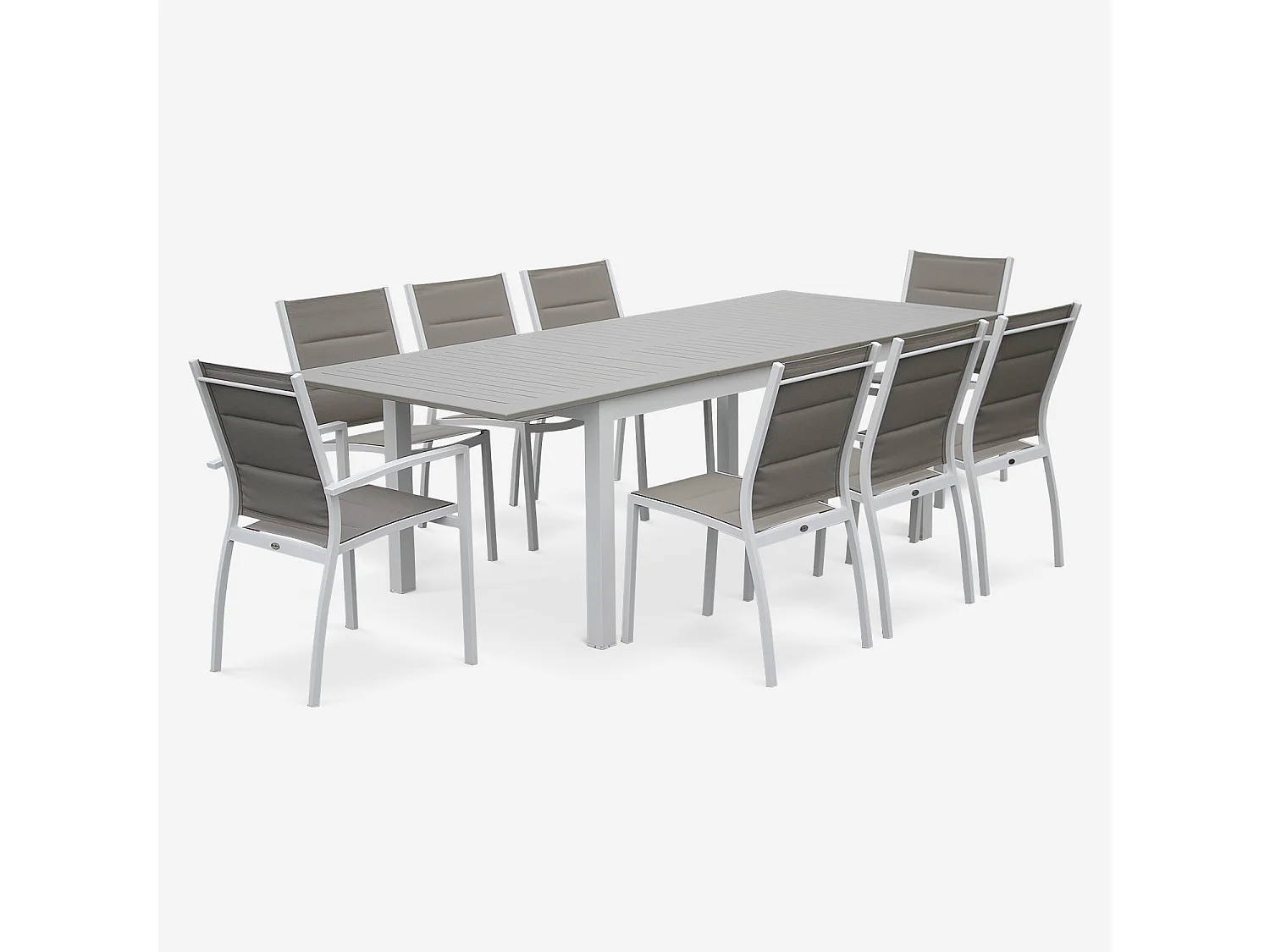 Set tavolo da giardino allungabile in alluminio, 8 posti, bianco