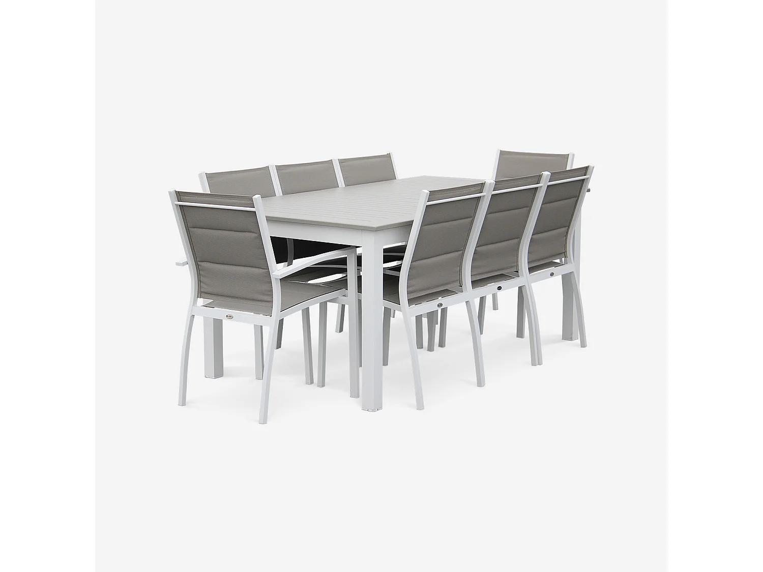 Set tavolo da giardino allungabile in alluminio, 8 posti, bianco