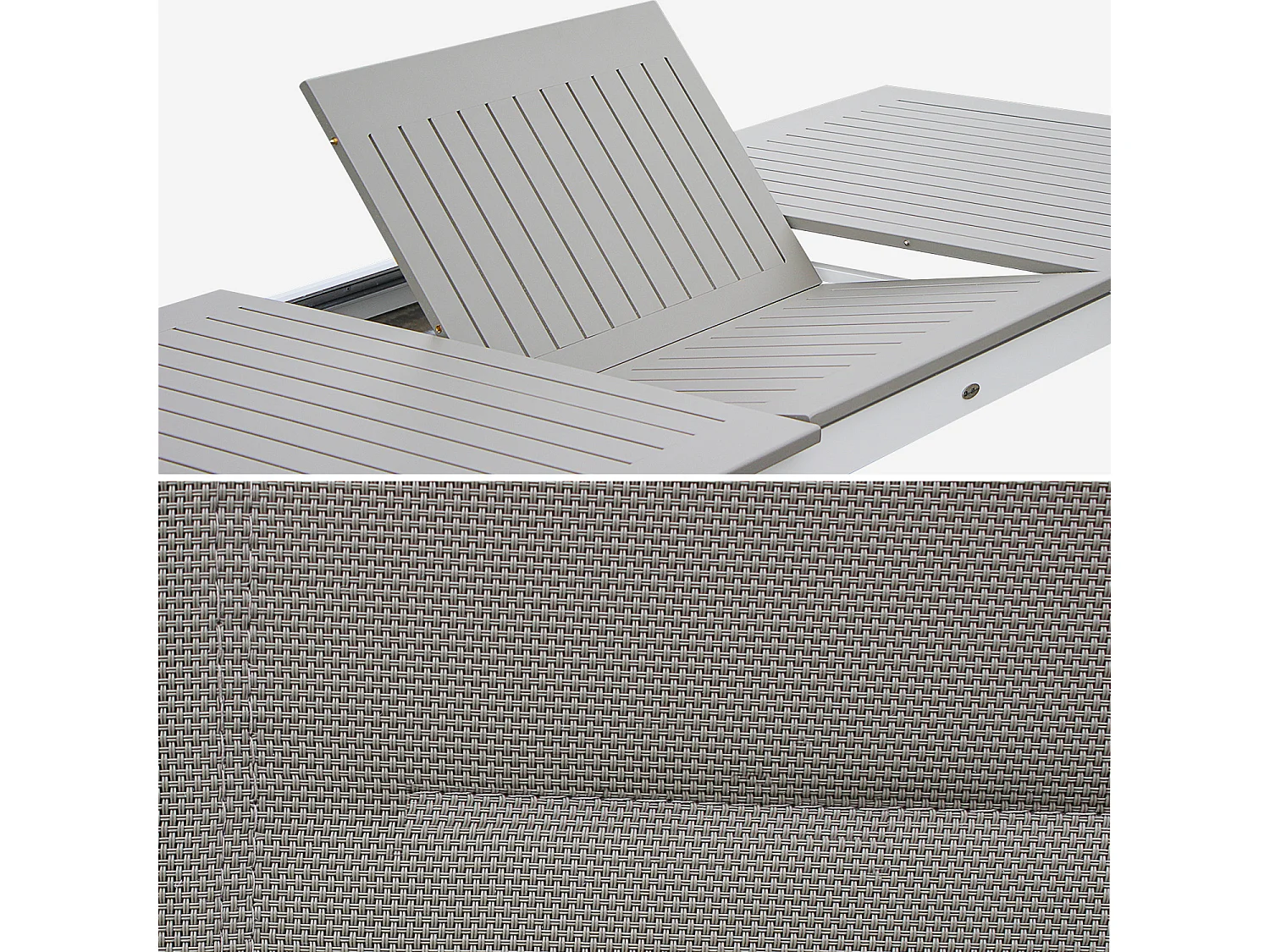 Set tavolo da giardino allungabile in alluminio, 8 posti, bianco