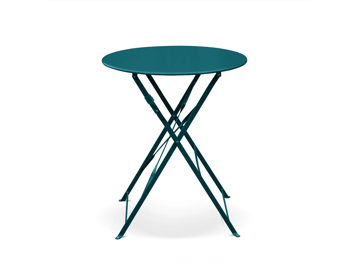 Set mesa de jardín bistró plegable de acero con 2 sillas,  ø60cm azul