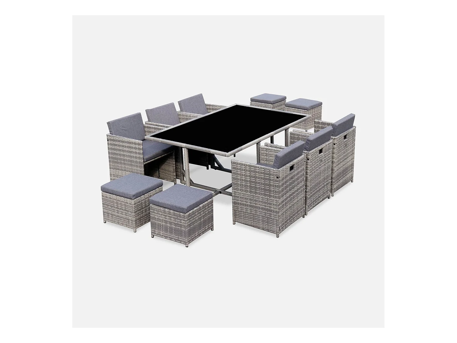 Mesa de jardín de resina de 10 plazas varios tonos de grises