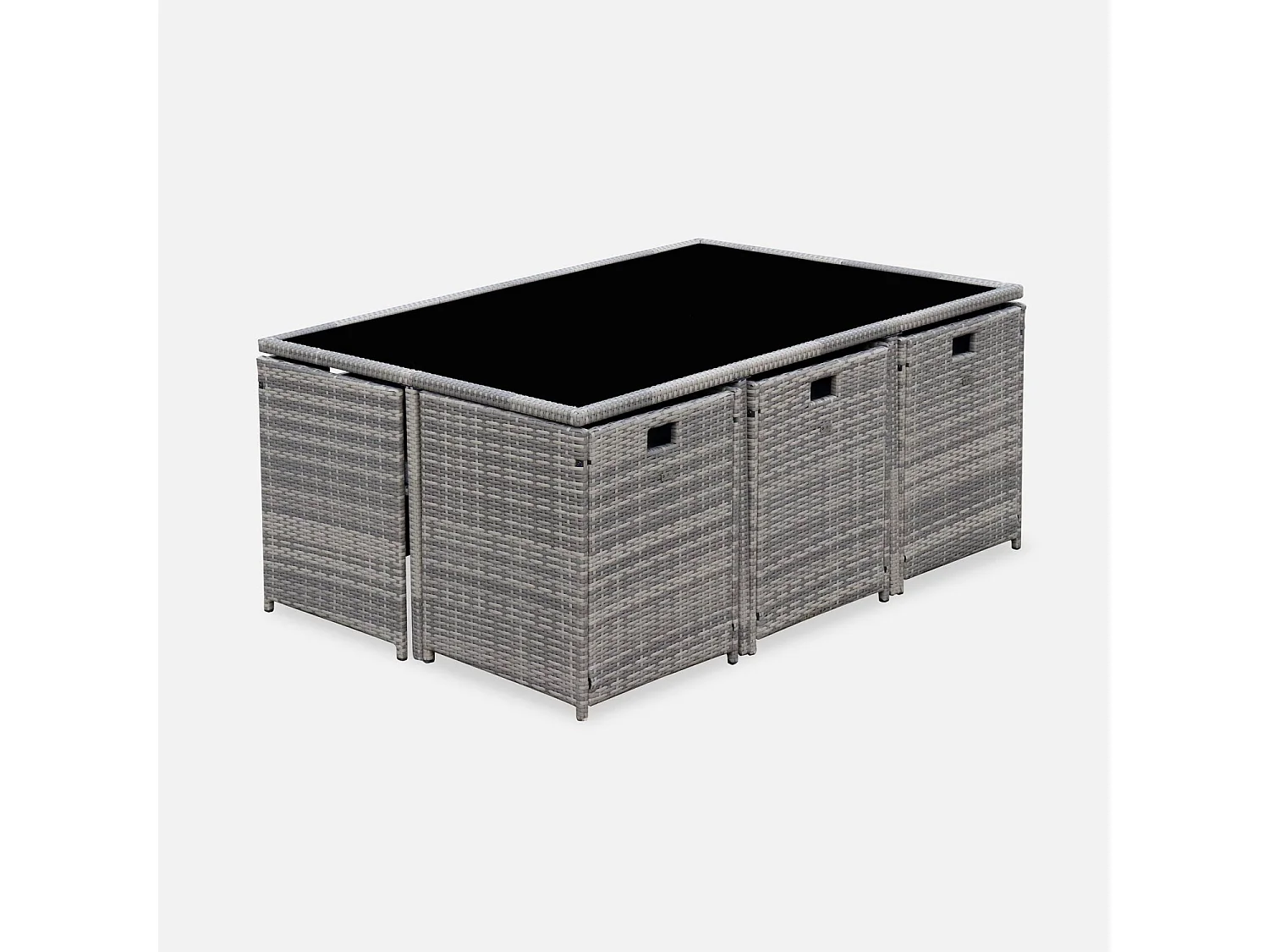Set tavolo da giardino in resina intrecciata con 6-10 posti, scala di