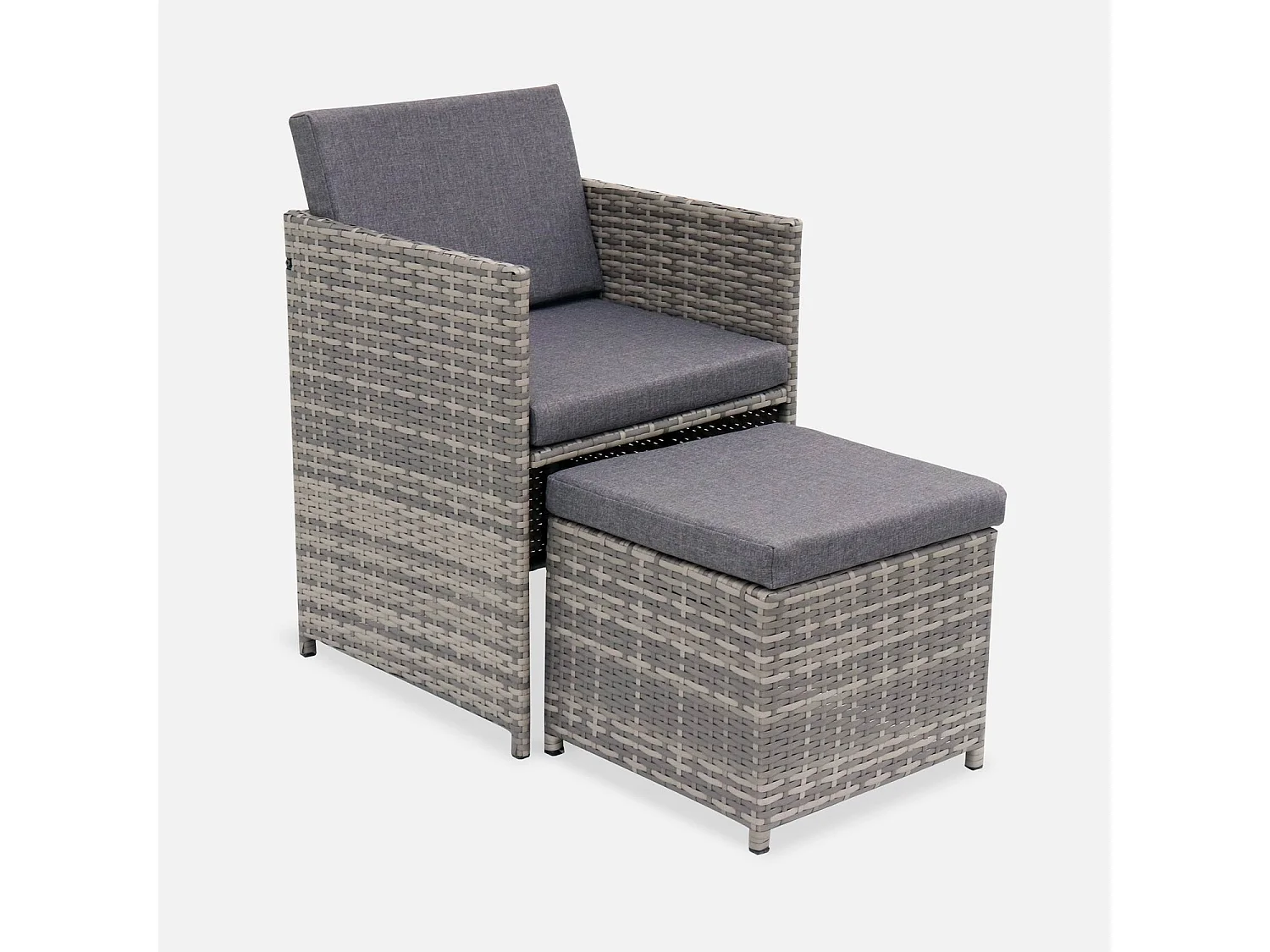 Set tavolo da giardino in resina intrecciata con 6-10 posti, scala di
