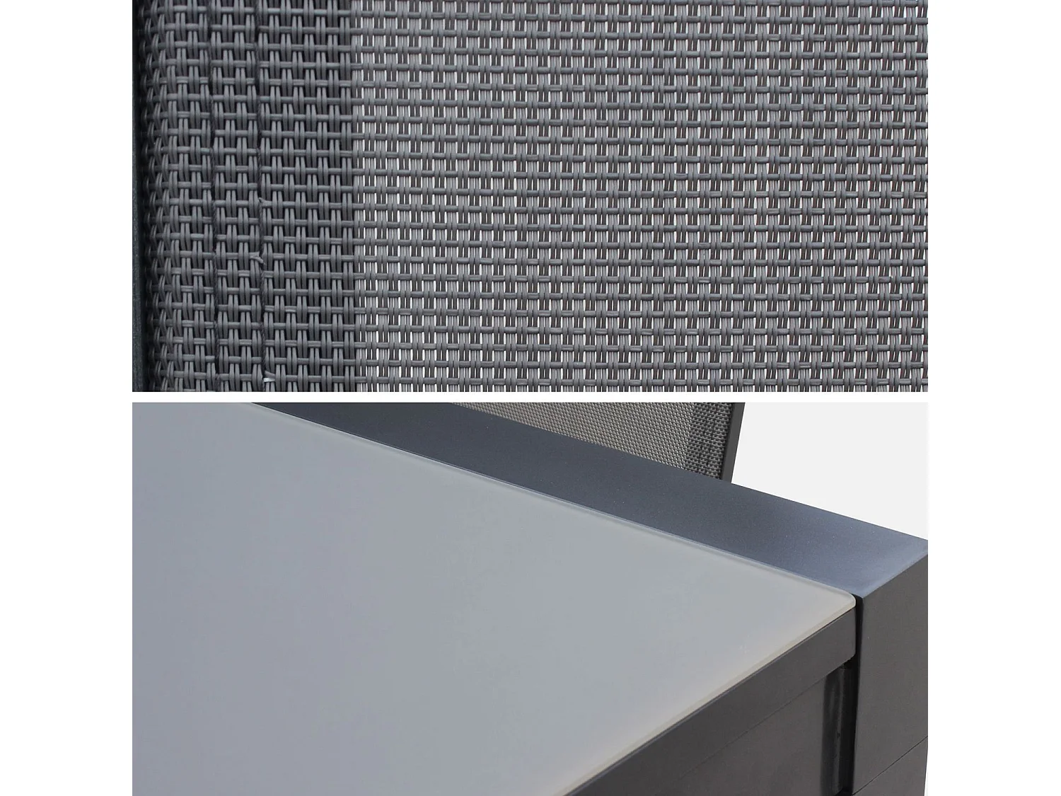 Set tavolo da giardino allungabile in alluminio, 8 sedie, grigio scuro