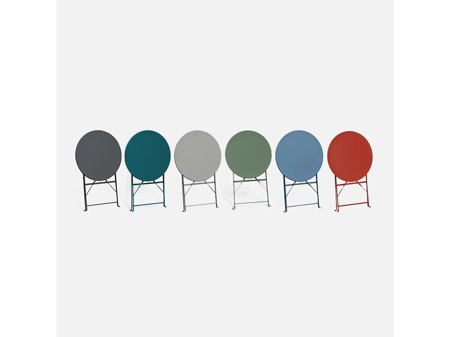 Set mesa de jardín bistró plegable de acero con 2 sillas,  ø60cm verde