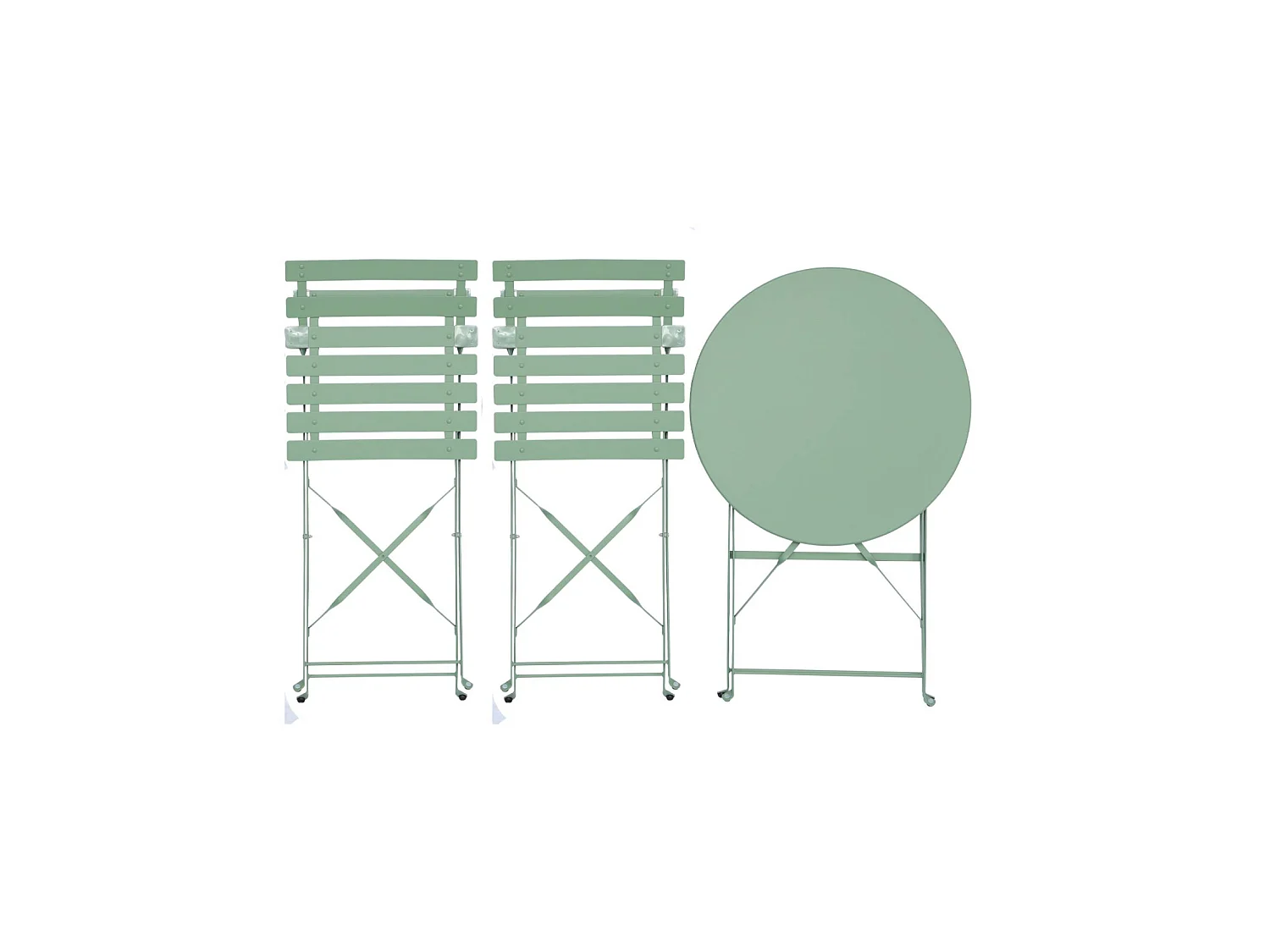 SET TAVOLO DA GIARDINO BISTROT PIEGHEVOLE IN ACCIAIO CON 2 SEDIE,