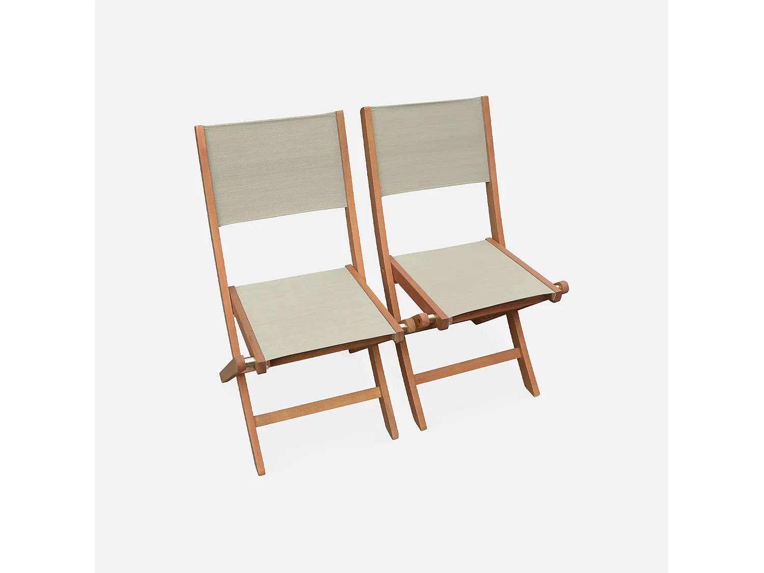 Salon de jardin en bois extensible - Almeria - Table 120/180cm avec rallonge. 2 fauteuils et 4 chaises. en bois d'Eucalyptus huilé et textilène gris taupe