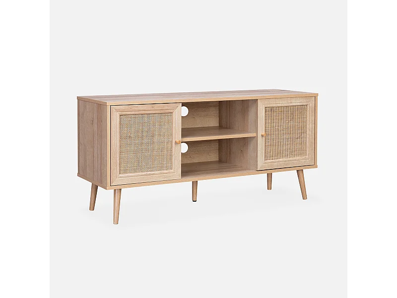 Mueble tv de caña trenzada, 120cm natural