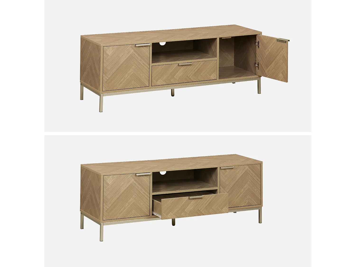 Mueble tv efecto madera en espiga 120cm natural