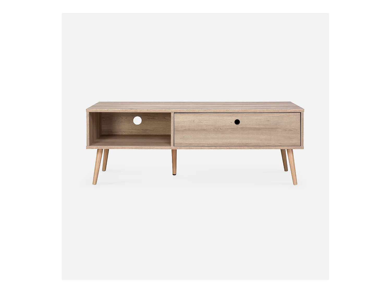 Meuble TV en décor bois 120x39x43cm - Scandi - 1 tiroir. 1 espace de rangement