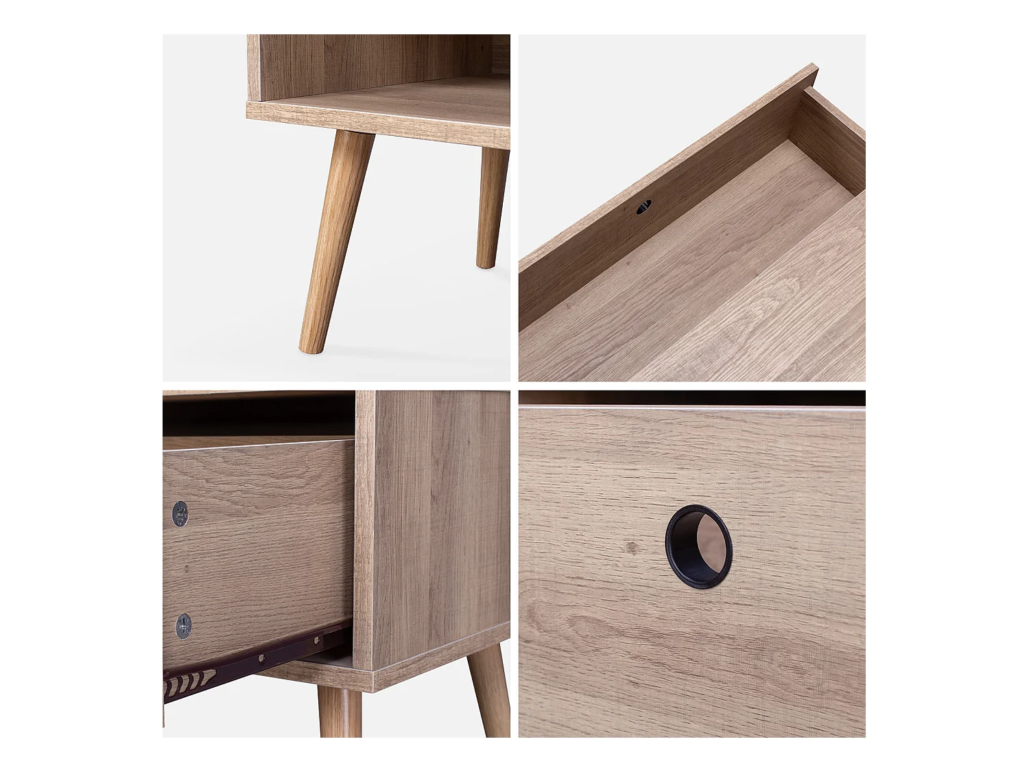 Meuble TV en décor bois 120x39x43cm - Scandi - 1 tiroir. 1 espace de rangement
