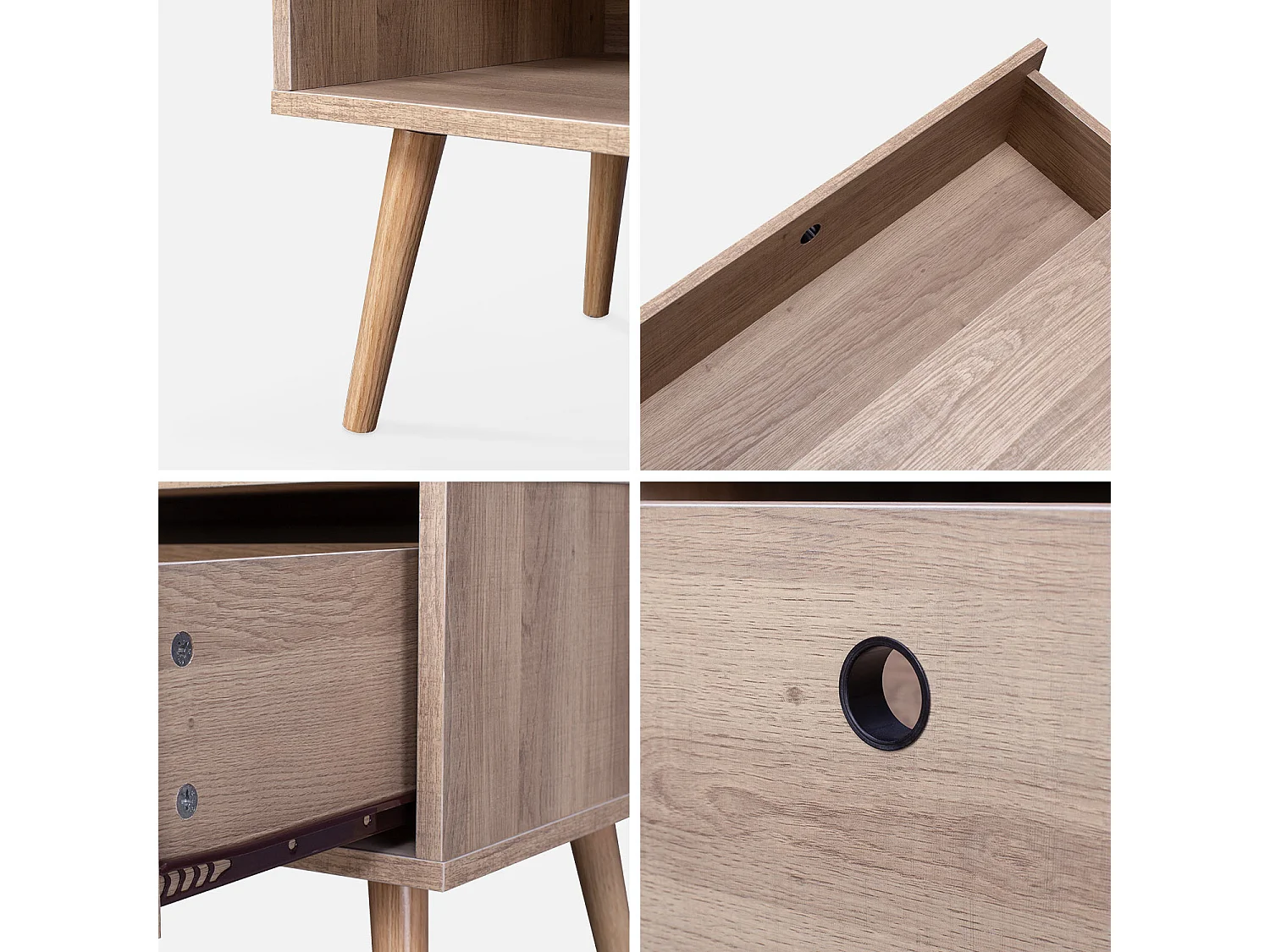 Meuble TV en décor bois 120x39x43cm - Scandi - 1 tiroir. 1 espace de rangement