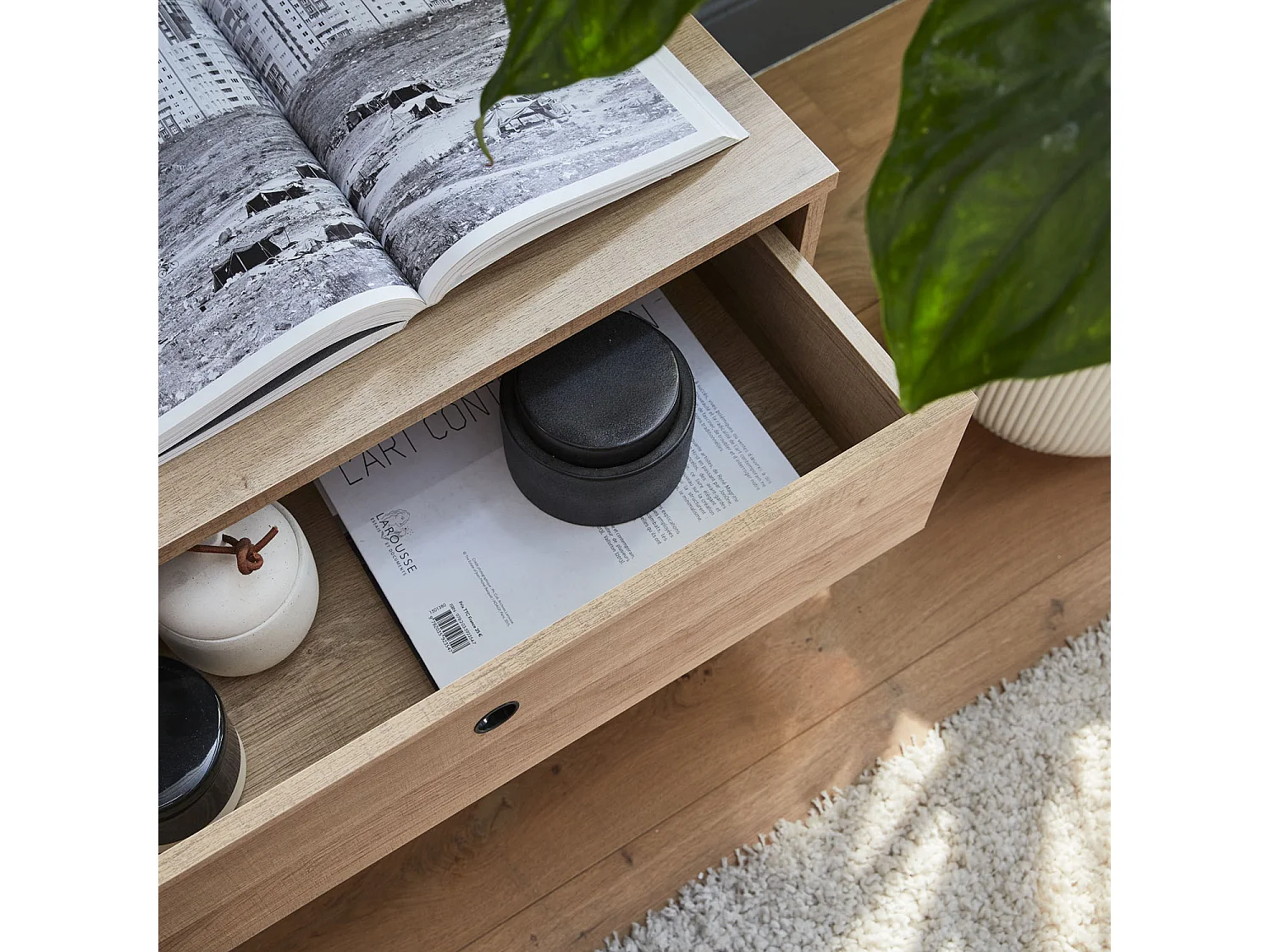 Meuble TV en décor bois 120x39x43cm - Scandi - 1 tiroir. 1 espace de rangement