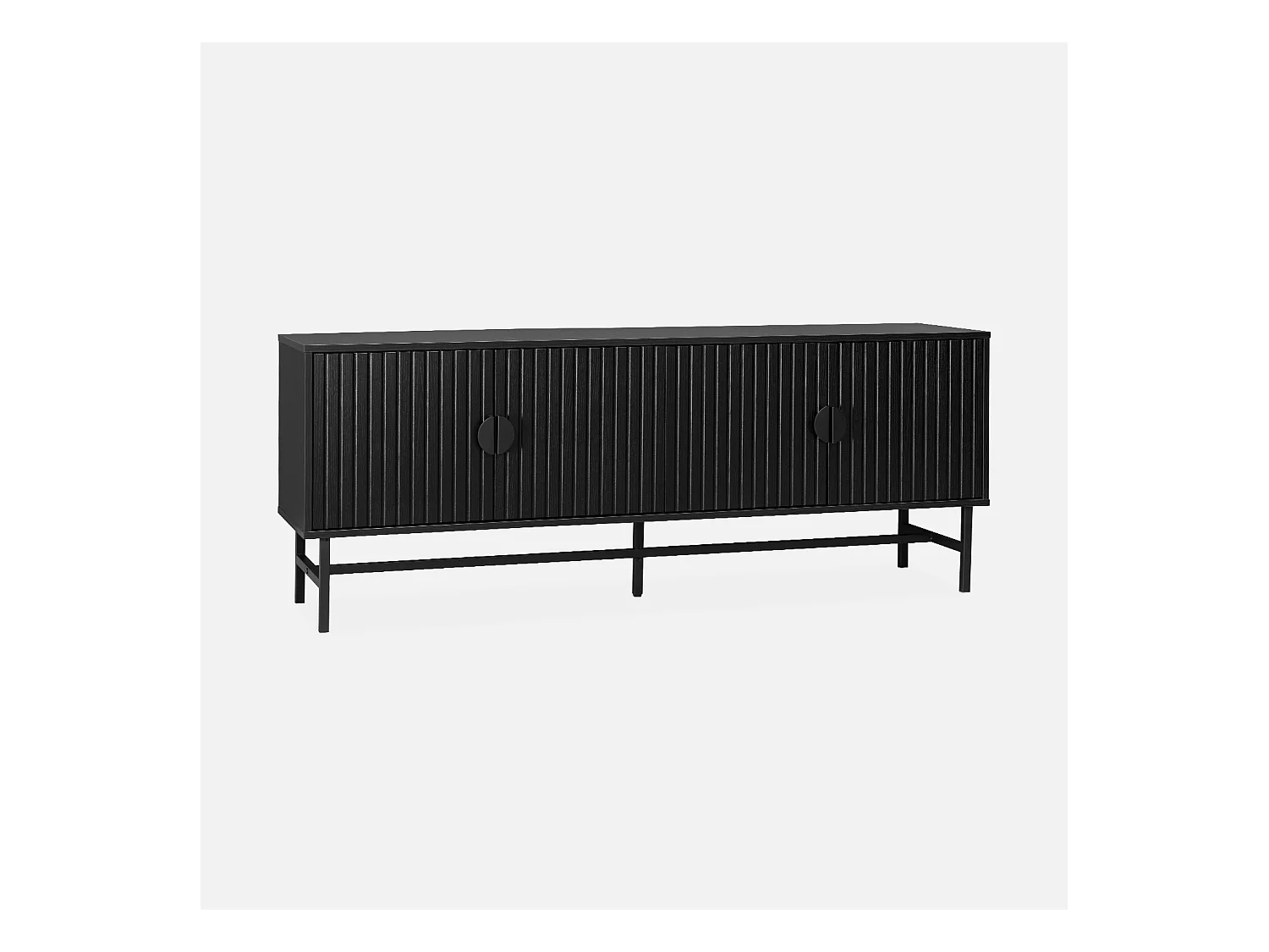 Meuble TV. Bazalt. quatre portes. deux étagères. L 157.5 x l 39 x H 60cm
