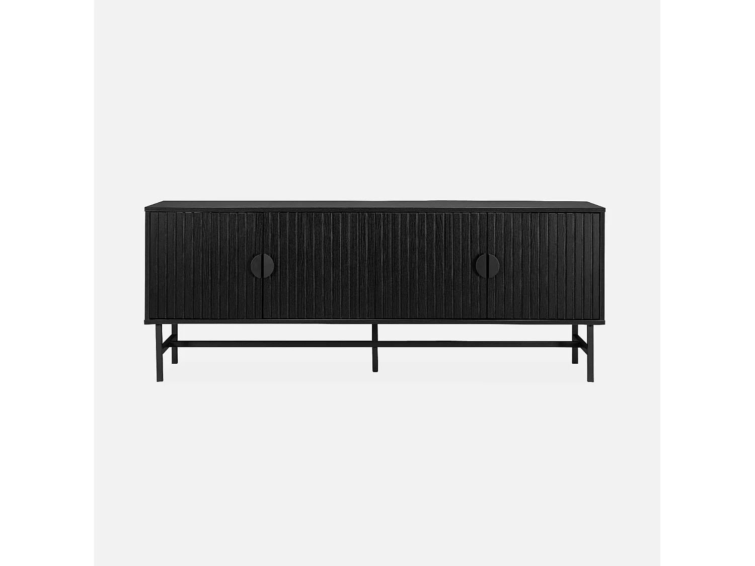Mueble tv con efecto madera, 160cm negro