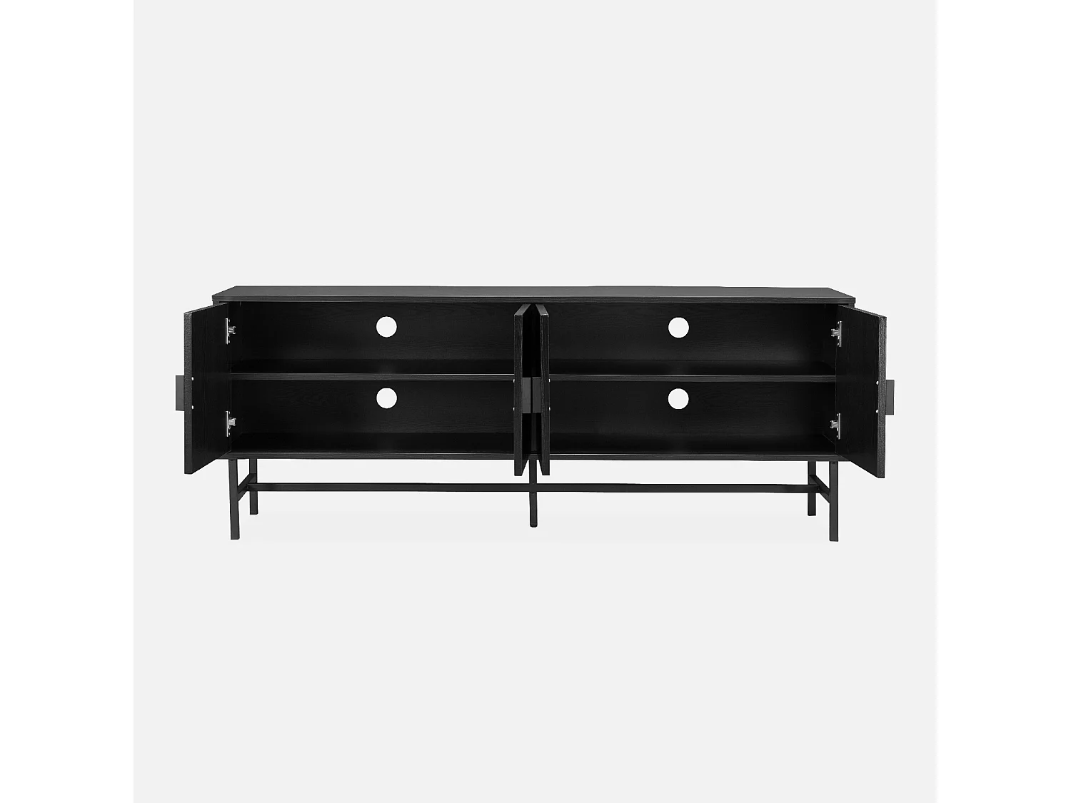 Mueble tv con efecto madera, 160cm negro