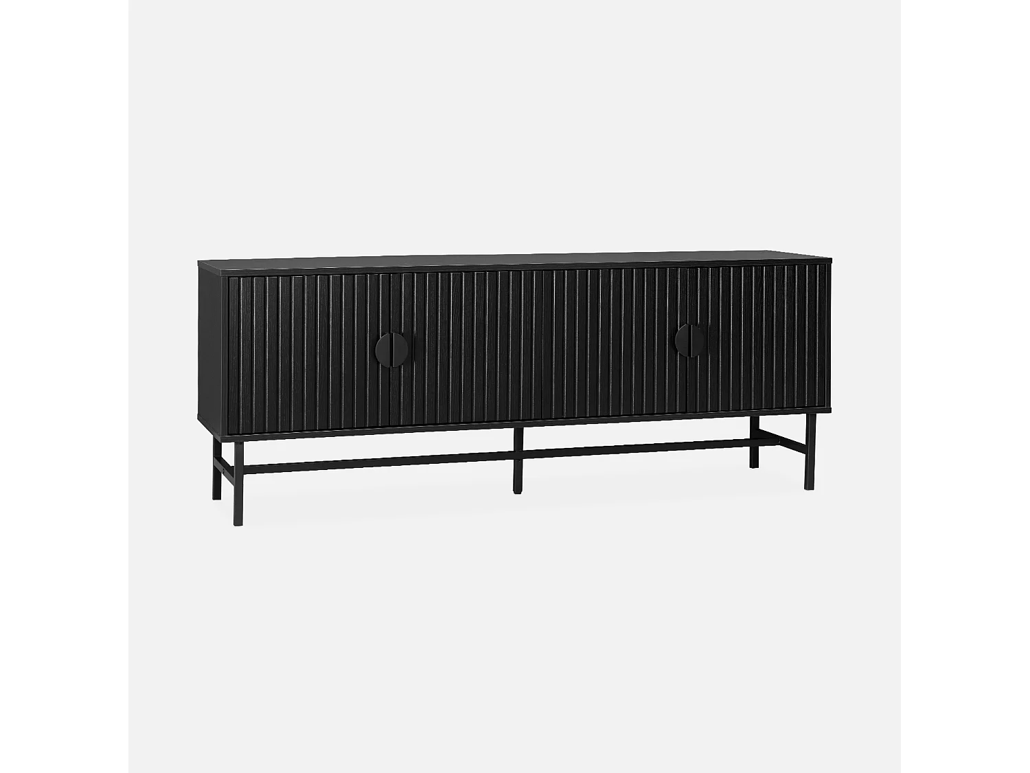 Mueble tv con efecto madera, 160cm negro