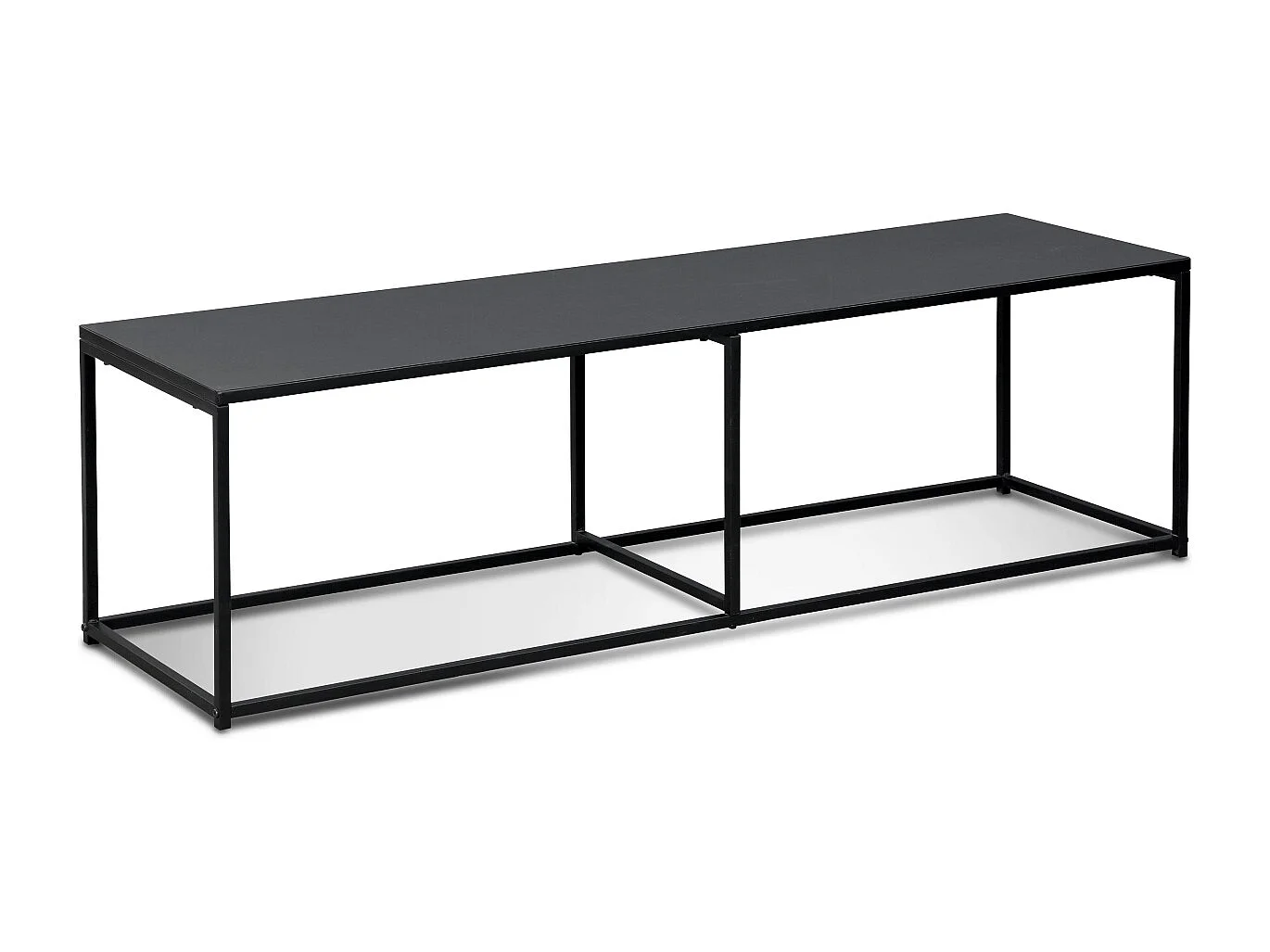 Meuble TV en métal noir 140x40x40cm - barre de renfort