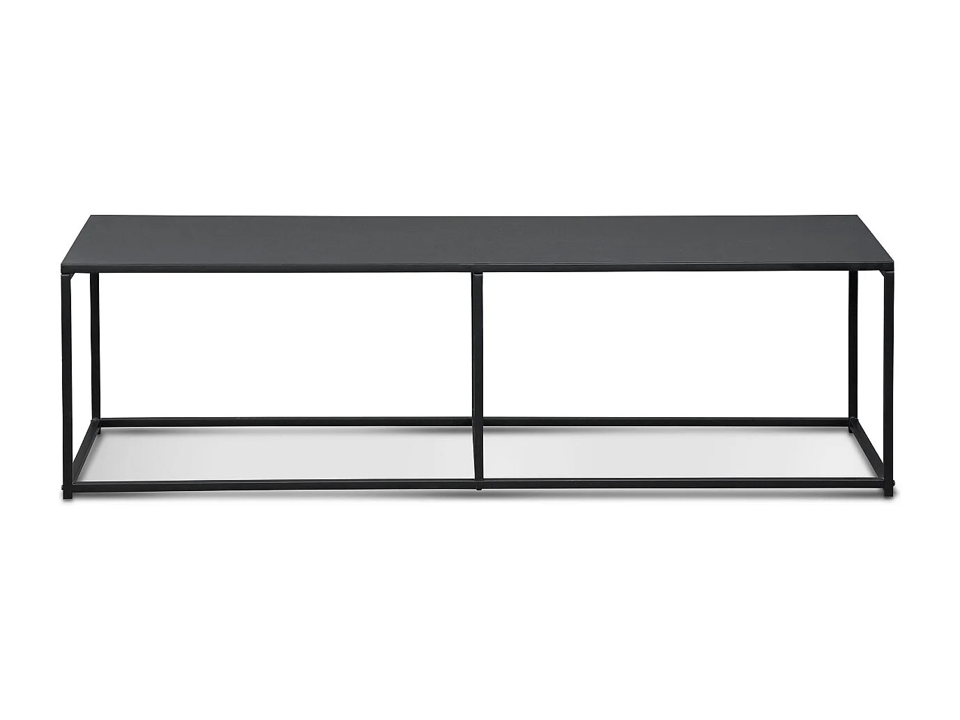 Meuble TV en métal noir 140x40x40cm - barre de renfort