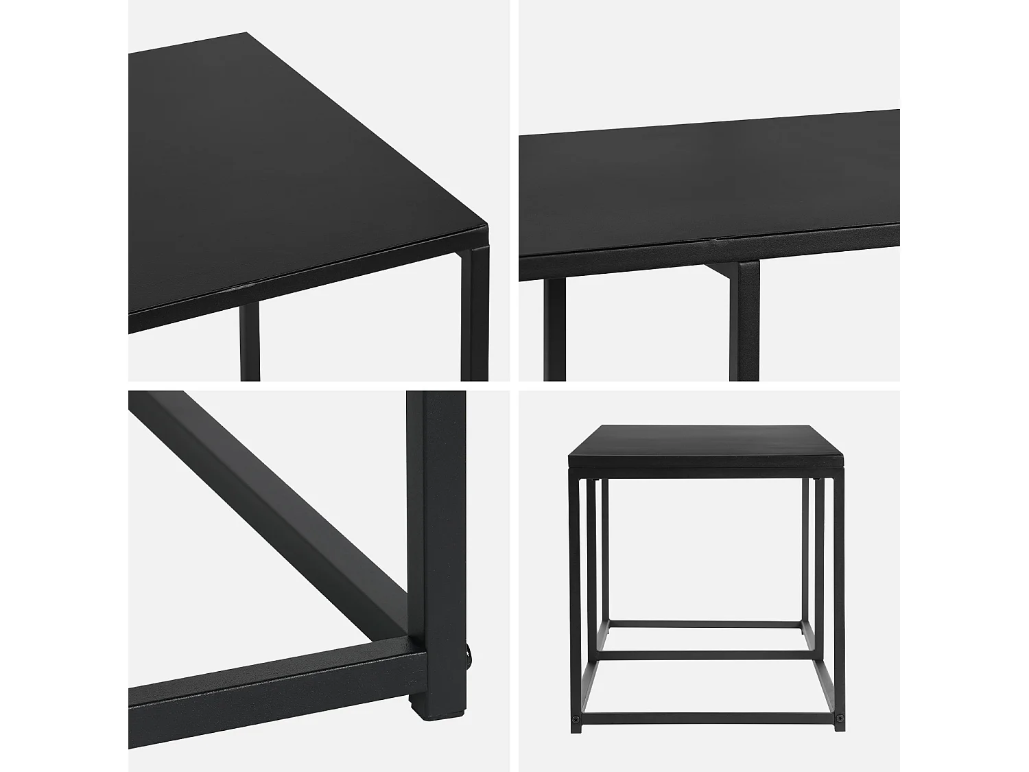 Mueble tv de metal con barra de refuerzo, 140cm negro