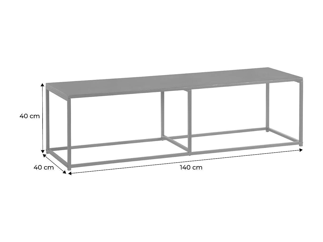Mueble tv de metal con barra de refuerzo, 140cm negro