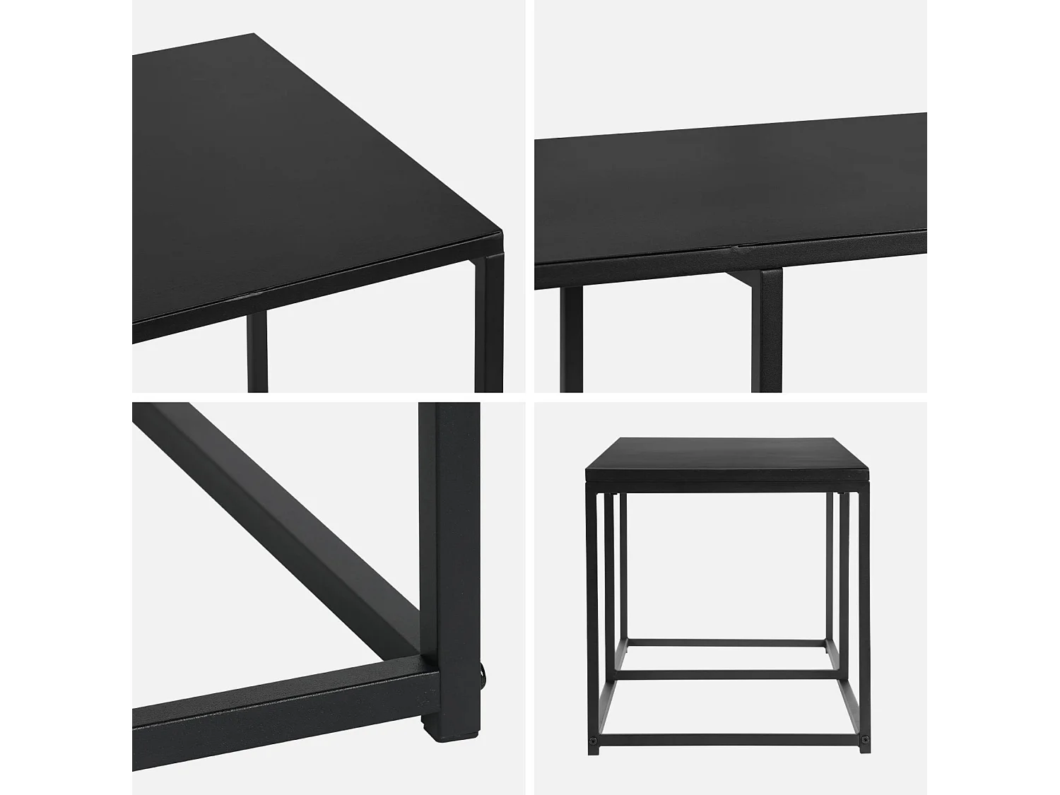 Mueble tv de metal con barra de refuerzo, 140cm negro