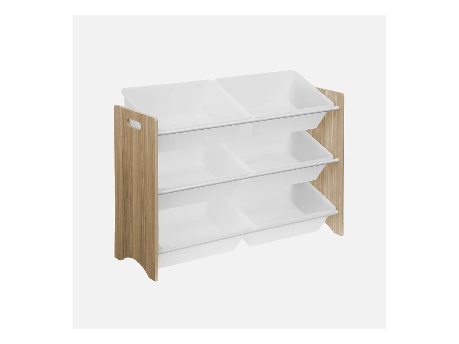 Meuble de rangement pour enfant avec 6 casiers - Tobias - MDF décor bois naturel. L 84 x P 29.5 x H 60cm