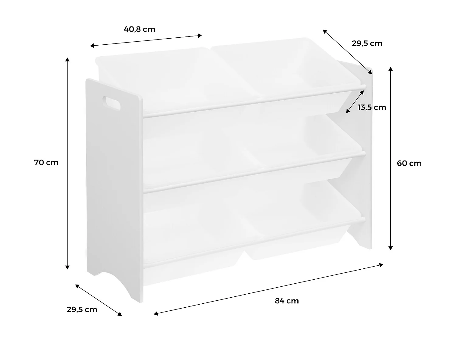 Meuble de rangement pour enfant avec 6 casiers - Tobias - MDF décor bois naturel. L 84 x P 29.5 x H 60cm