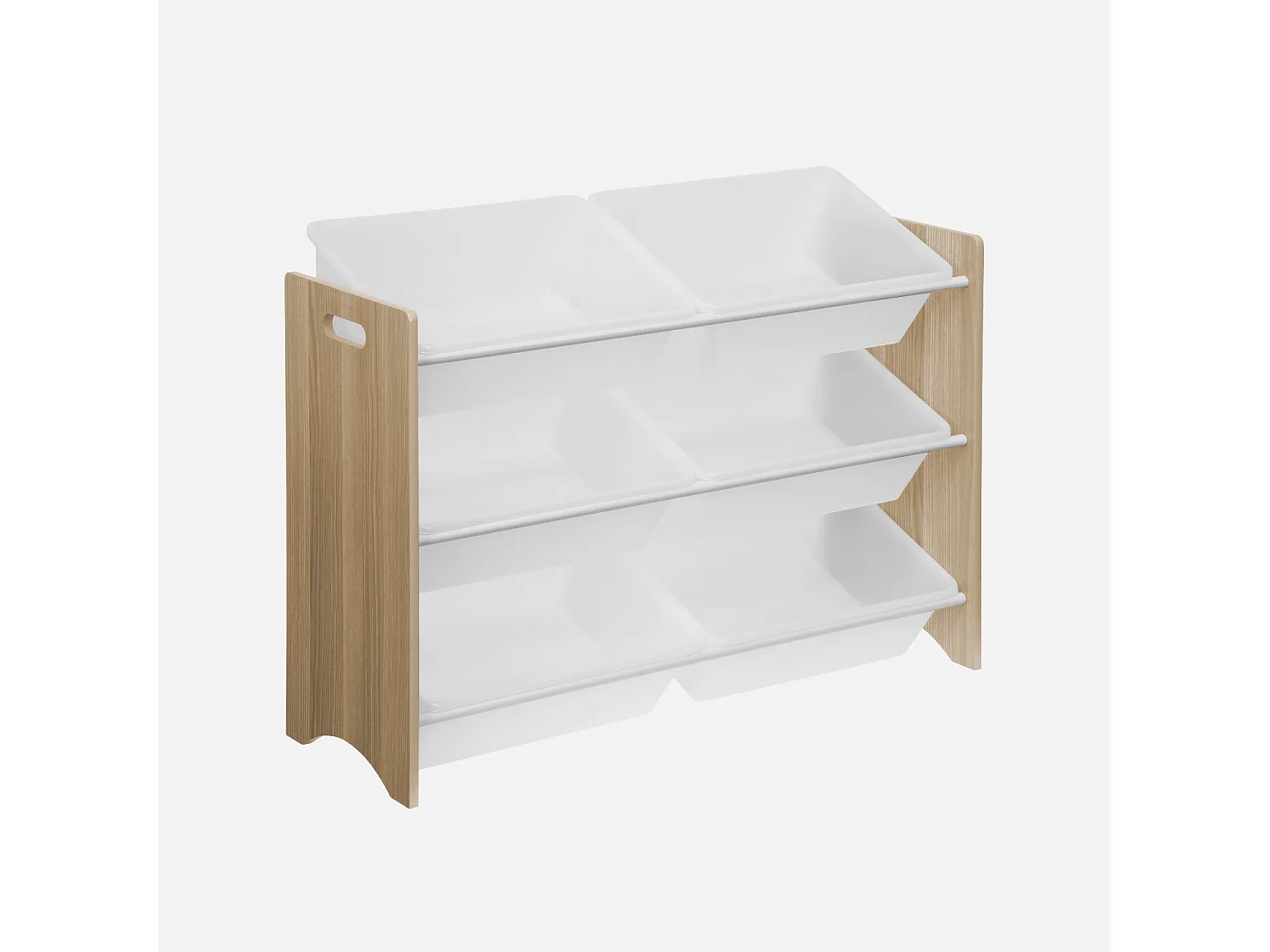 Meuble de rangement pour enfant avec 6 casiers - Tobias - MDF décor bois naturel. L 84 x P 29.5 x H 60cm