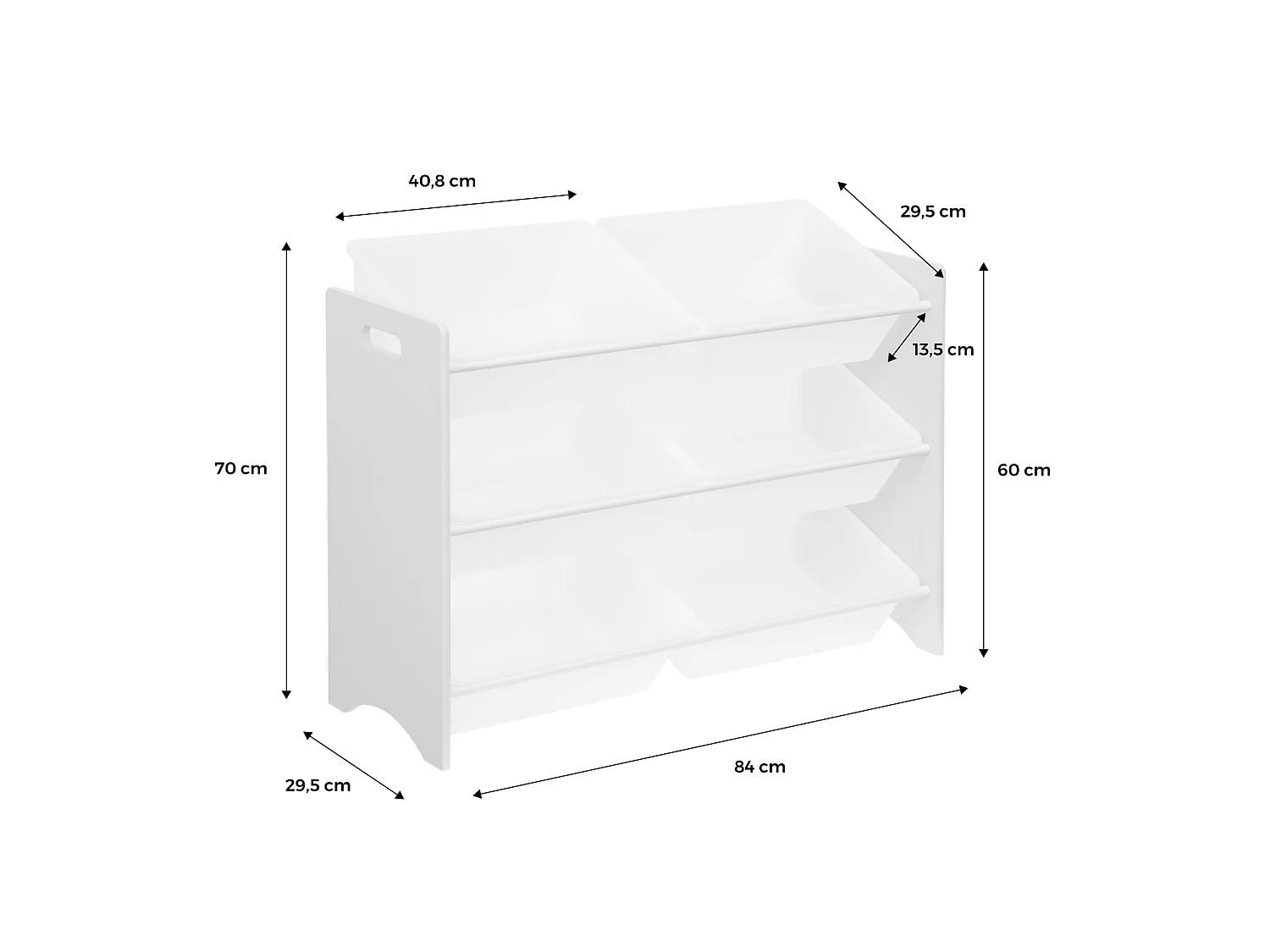 Meuble de rangement pour enfant avec 6 casiers - Tobias - MDF décor bois naturel. L 84 x P 29.5 x H 60cm