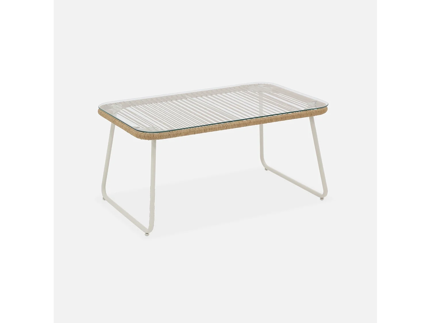 Conjunto de muebles de jardín, ratán y acero de 4 plazas natural