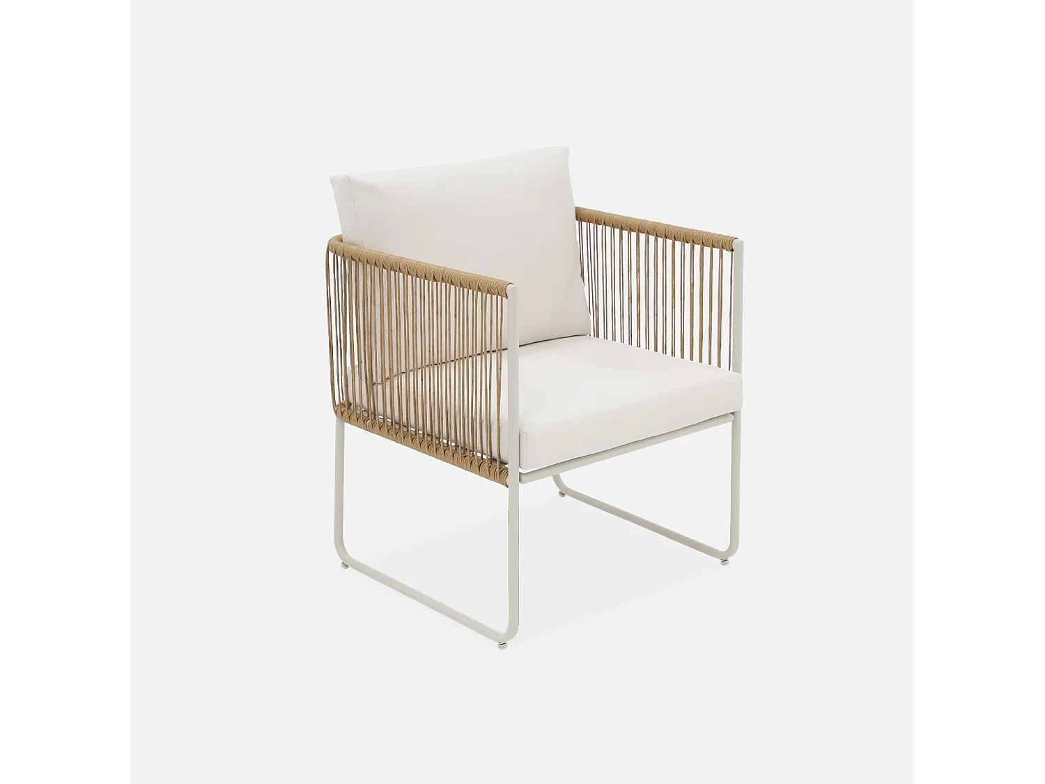 Conjunto de muebles de jardín, ratán y acero de 4 plazas natural