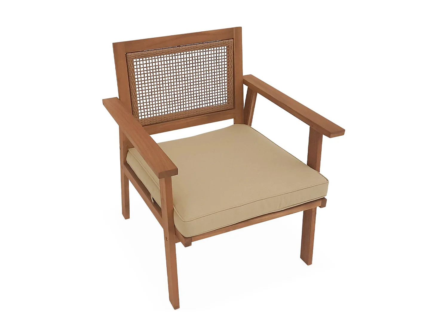 Conjunto de muebles de jardín en madera y caña cuadrada, 4 plazas