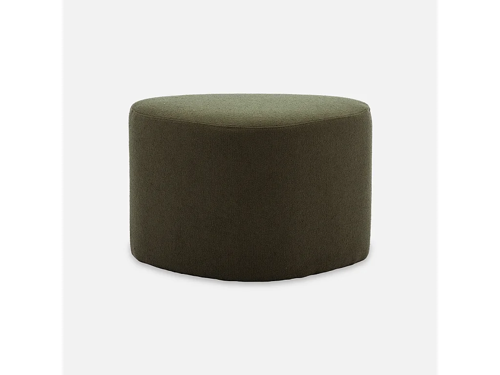 Puff de tela con forma de guijarro caqui oscuro