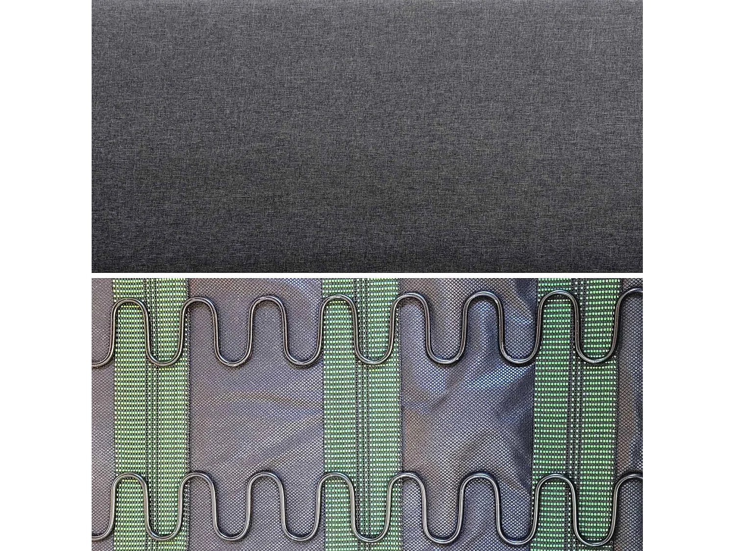 Banco y sillón de madera y tela, 3 plazas gris oscuro