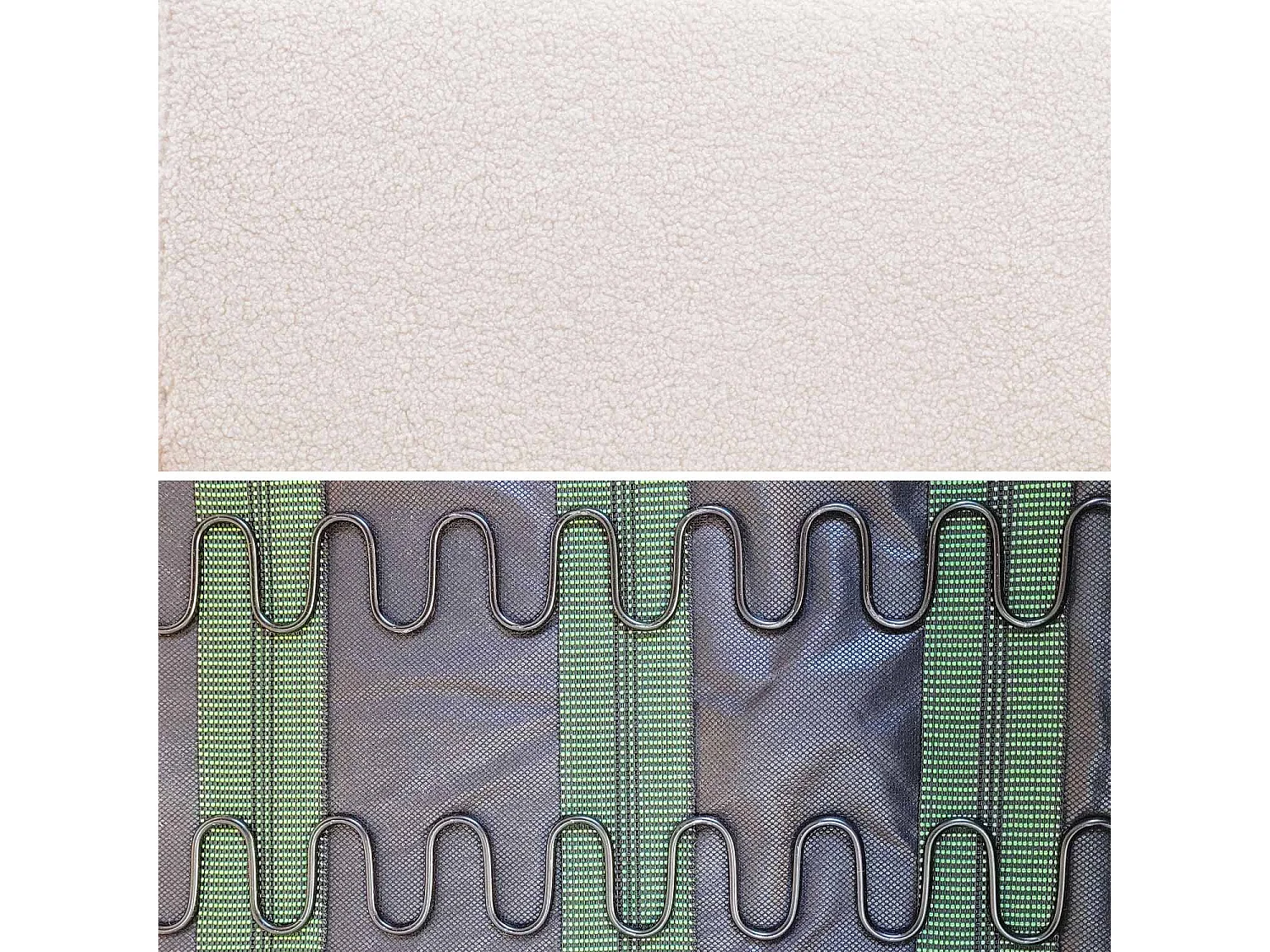 Panca e poltrona a 3 posti in legno e tessuto, bouclé bianco