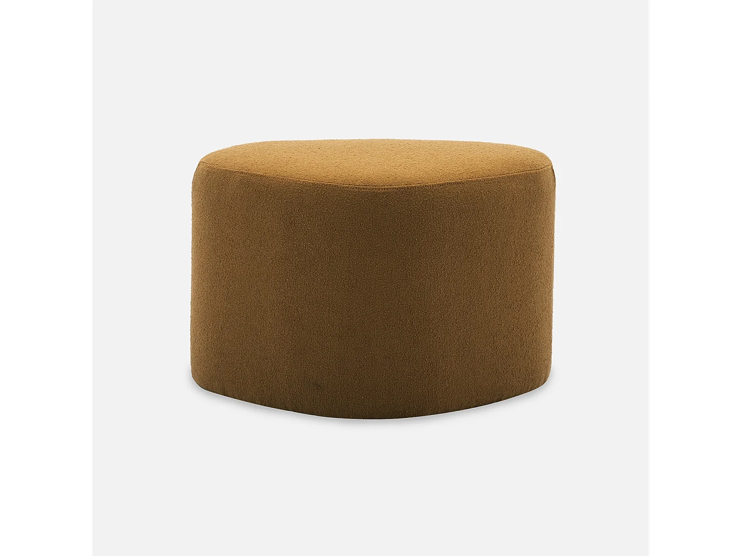 Taburete y puff de tela con forma de guijarro mostaza