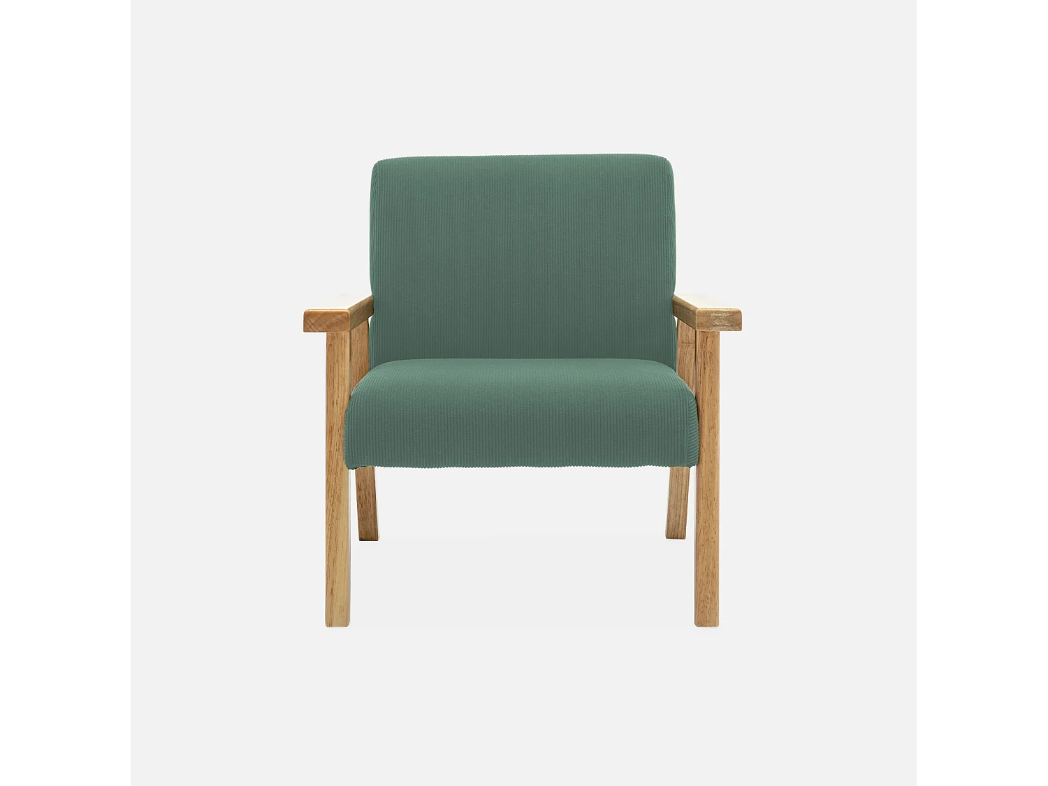 Poltrona scandinava per bambini in velluto a coste e legno di gomma,