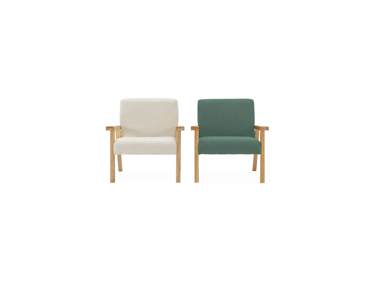 Fauteuil enfant en bois et velours côtelé kaki. ISAK L 47 x P 43.5 x H 50cm