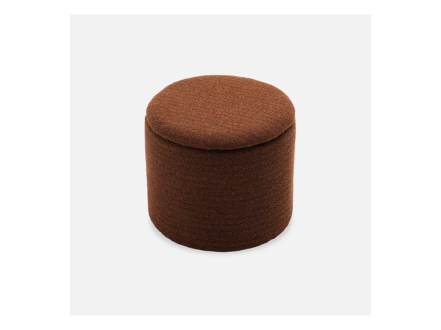 Pouf terracotta en tissu avec rangement pour coussins ou plaids