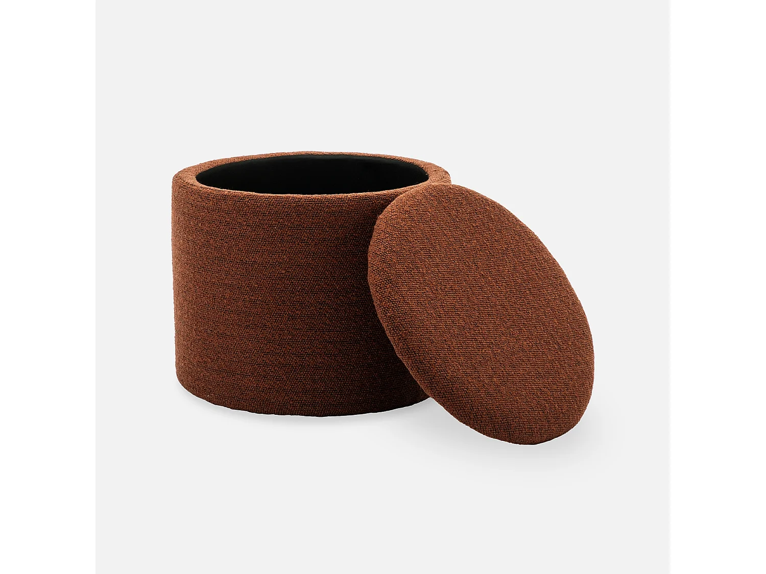 Pouf in tessuto con contenitore, terracotta