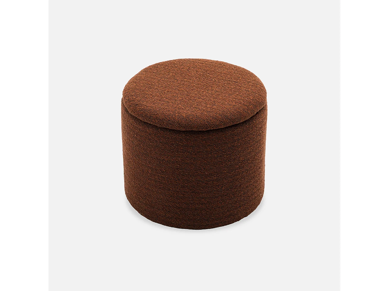 Pouf terracotta en tissu avec rangement pour coussins ou plaids