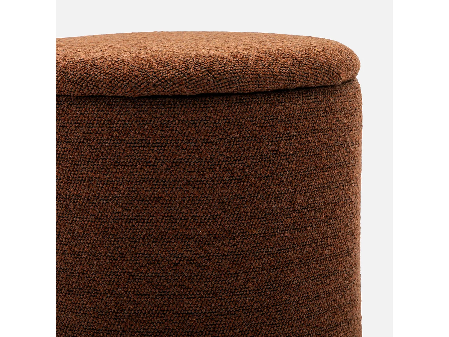 Pouf terracotta en tissu avec rangement pour coussins ou plaids