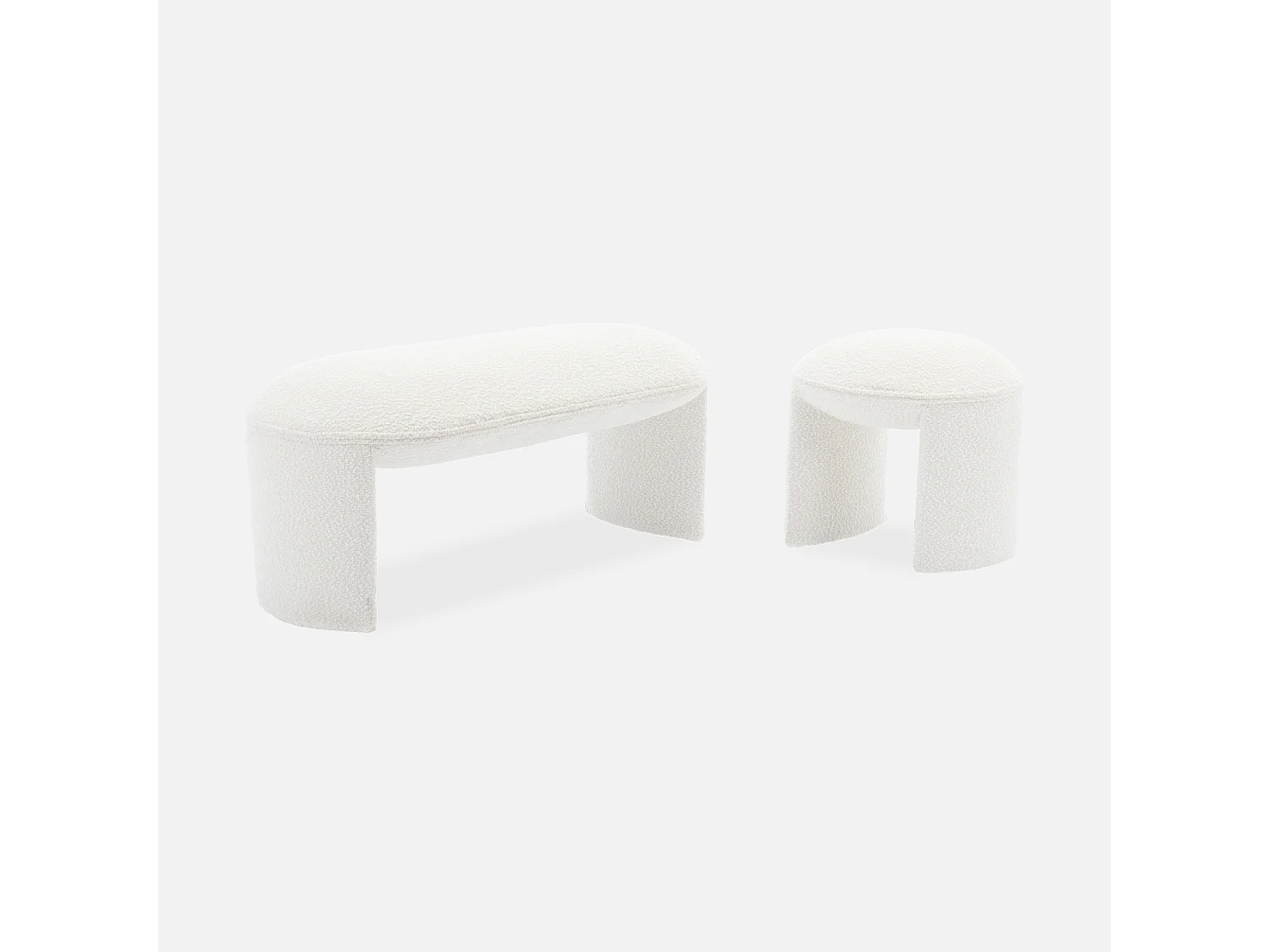 Taburete puff de rizo texturizado blanco