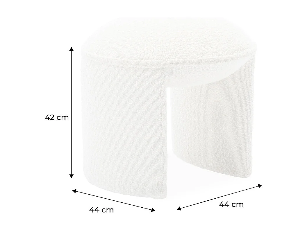 Taburete puff de rizo texturizado blanco